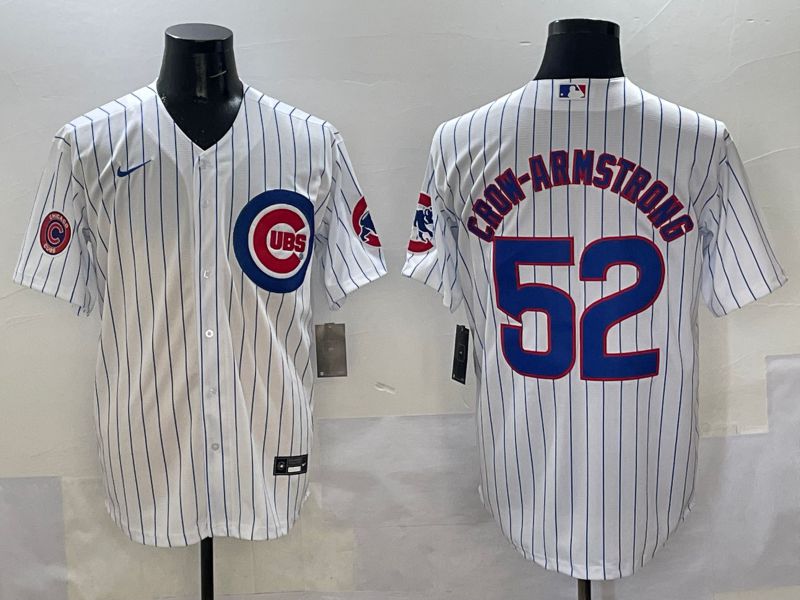 Men Chicago Cubs 52 Crow-Armstrong White Stripe Game 2025 Nike MLB Jersey style 4